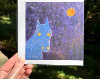 Original Oil Painting "The Watchman" Art | Horse Artwork, 5.1 x 5.1 Wall Art, Whimsy Pony