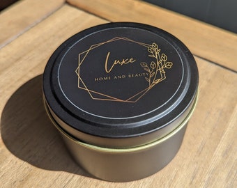 8 oz soy wax candle in reusable metal tin