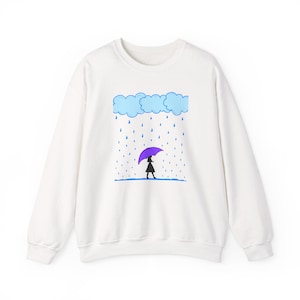Whimsical Umbrella Sweatshirt, Cozy Unisex Pullover, Rainy Day Apparel, Gift for Her, Cute Weather Shirt, Fall Fashion