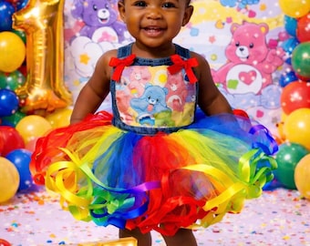 Bären-Thema Geburtstags-Overall mit Schleifenband Tutu Set Versandfertig Größe 12 m