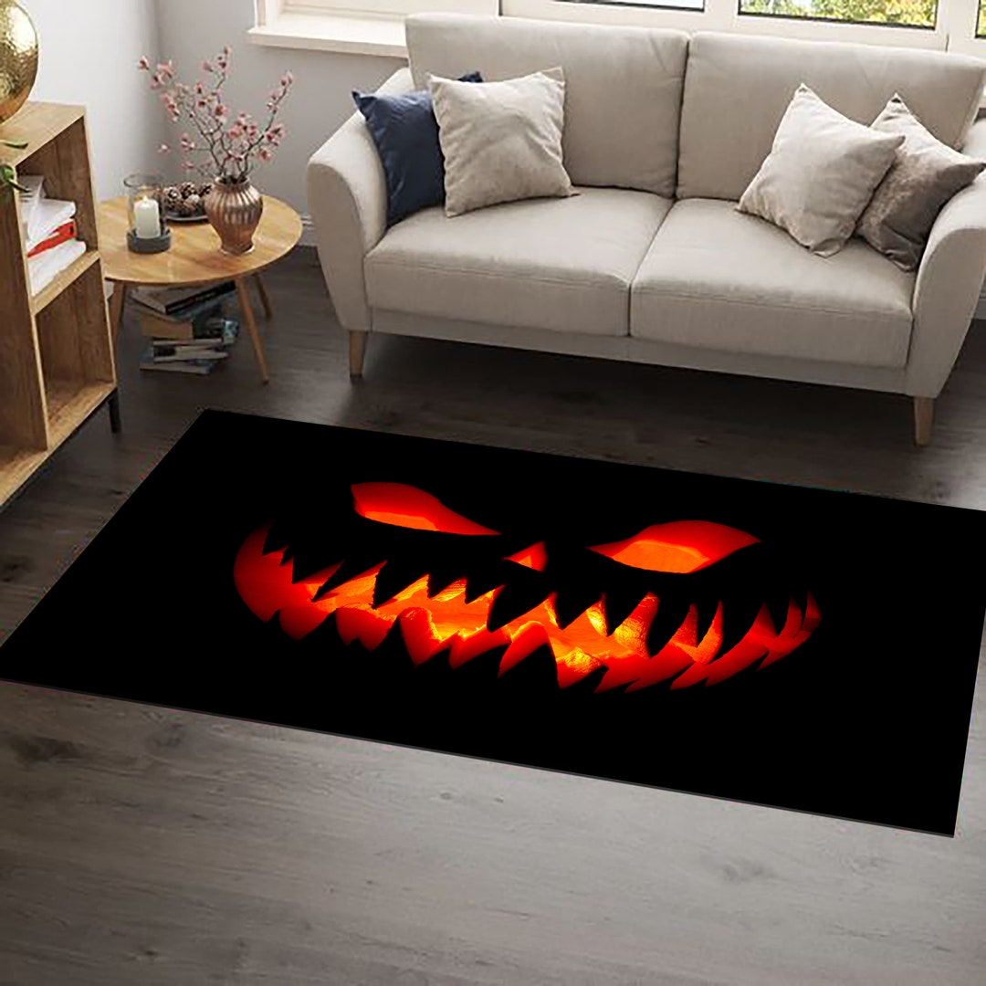 Scary Fire Face Rug Halloween Rug Fall Decor Scary Face Etsy