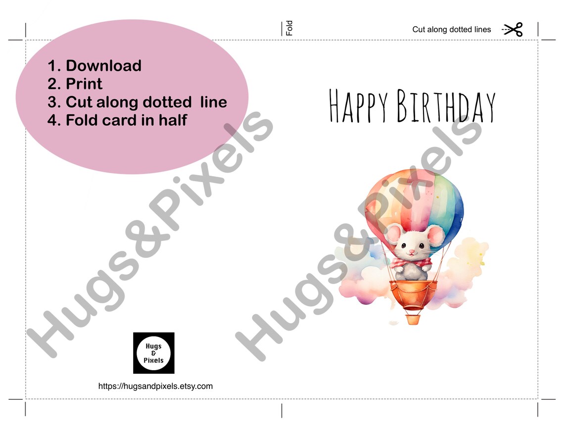 Happy Birthday Printable Card, Printable Birthday Card, Digital ...