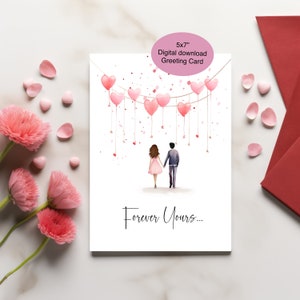 Biglietto d'anniversario stampabile, biglietto d'anniversario stampabile, biglietto romantico stampabile, download istantaneo, amore, anniversario, acquerello