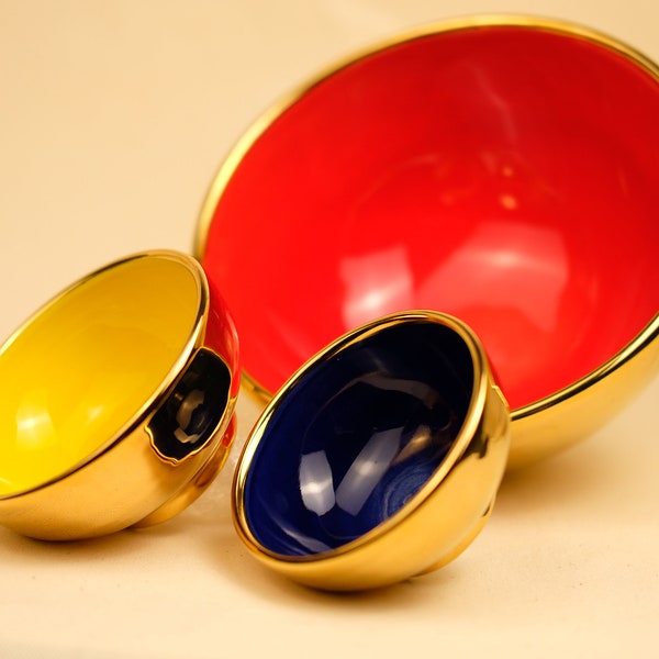 Gold Glazed Ceramic Bowls for Mother's day gifts Ideas for Mother's day Unique Ceramic Decorative Bowls