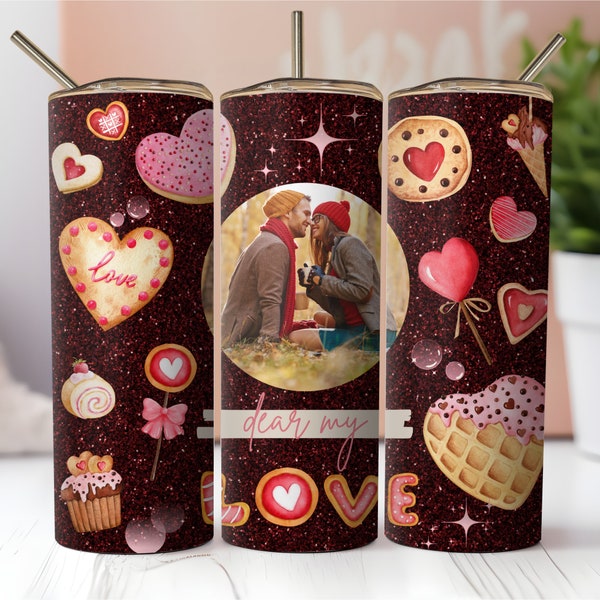 Valentines Day Personalized Tumbler Wrap, Custom Photo Tumbler PNG, Picture Tumbler Valentines PNG, Gift For Her Photo Tumbler Designs