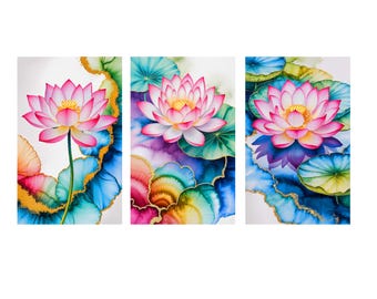 Gold Lotus Flower Seamless Pattern: 5 PNG Digital Paper (Photoshop Enhanced, Sublimation Bundle)