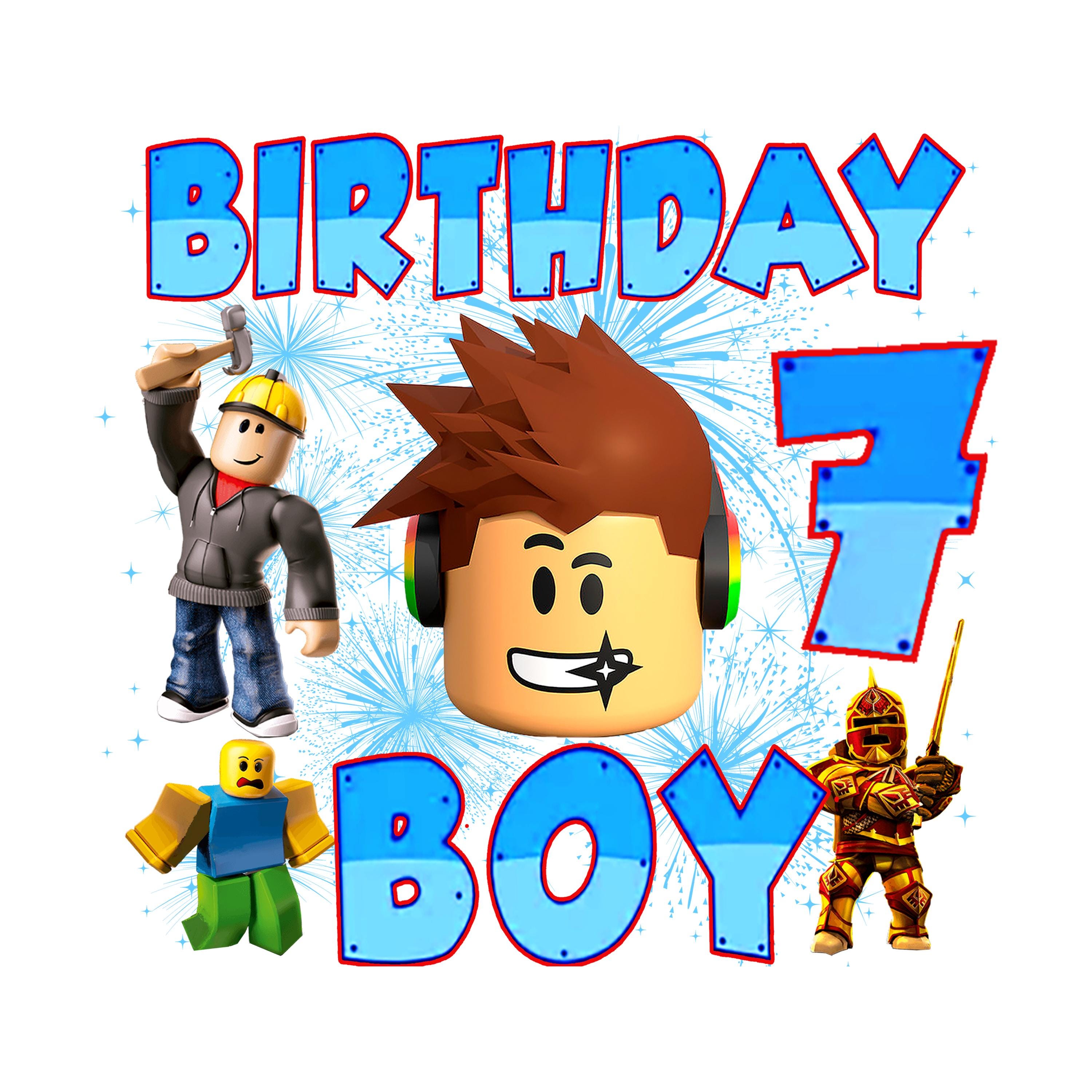7th Birthday Roblox PNG Set: Customizable Designs (Digital Download