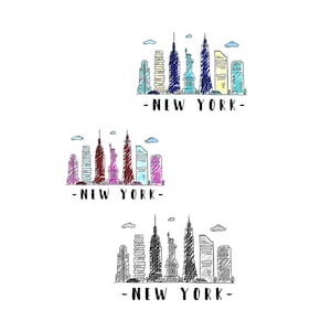 New York PNG pink New York Skyline svg, New York City Png, New York silhouette, Eps, NYC Clipart new york skyline sublimation digital bundle
