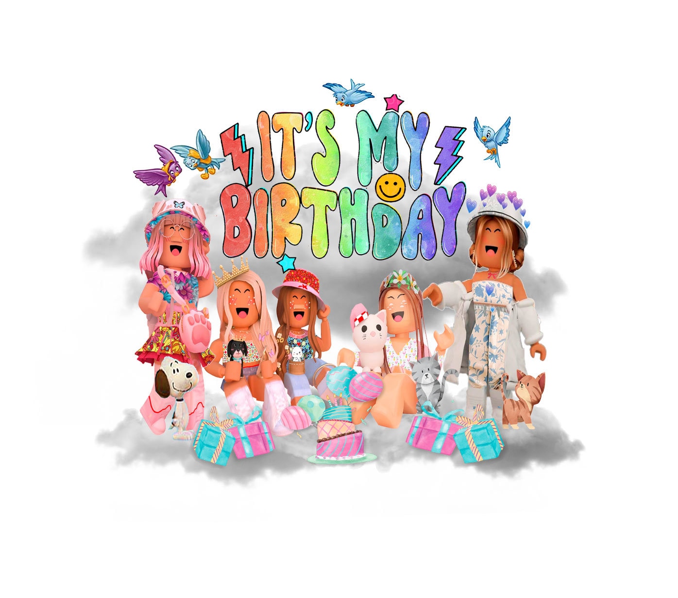 Roblox Birthday Girls PNG SVG Bundle: 4 Designs (Digital Download)