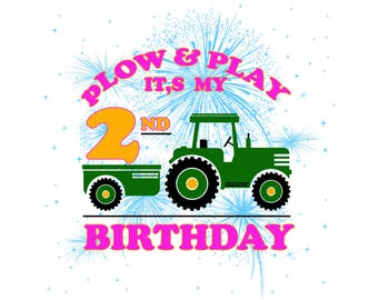 Tractor 2nd Birthday Girl PNG Bundle: Farm Toddler Family Set (Digital Download)