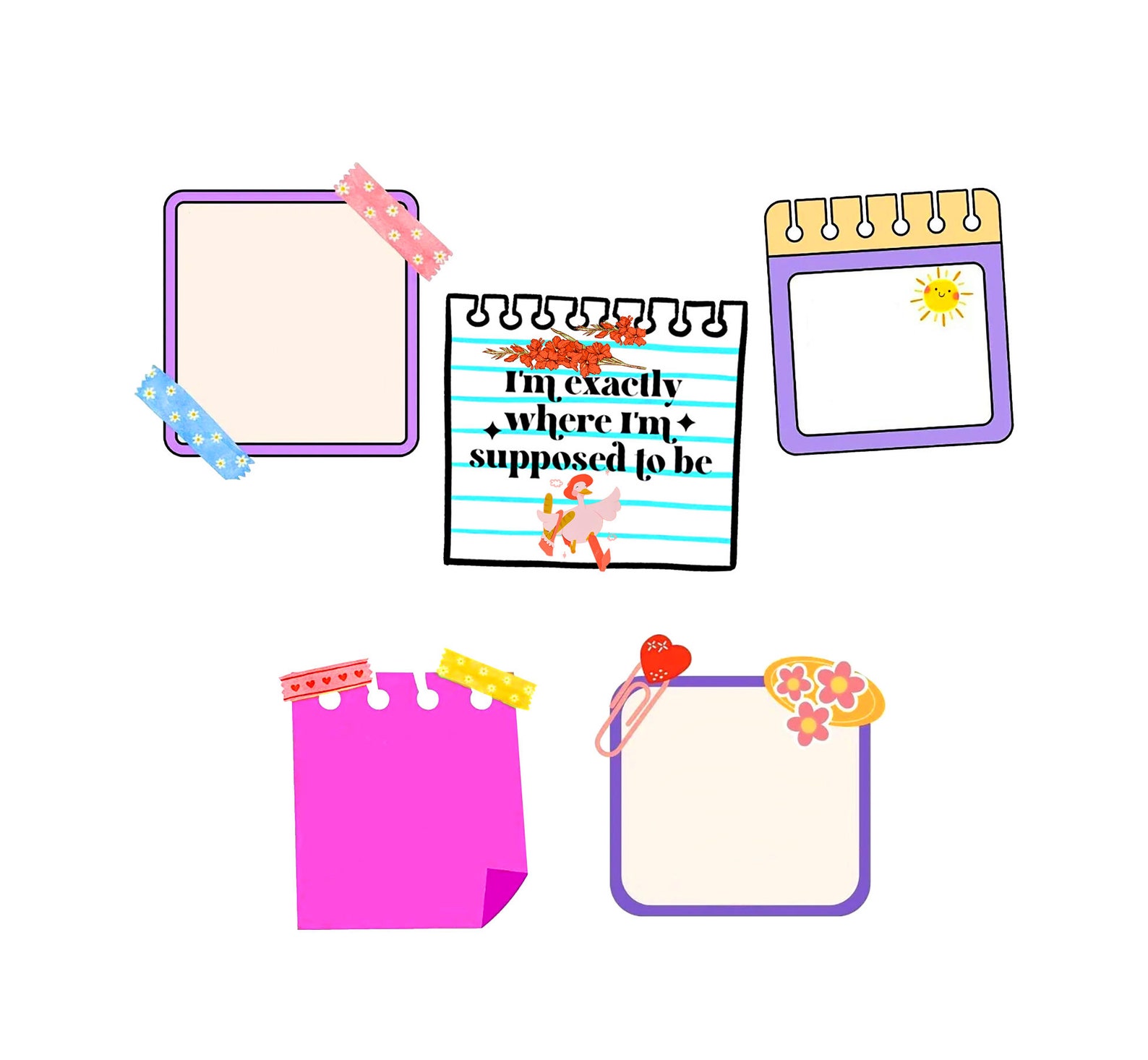 Motivational Sticky Notes PNG: Printable Sticker Bundle (digital ...