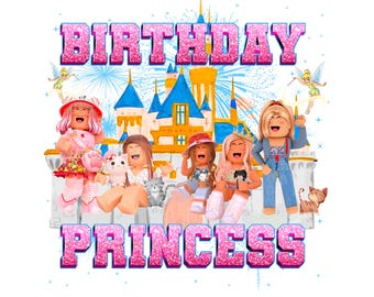 Roblox Girls Birthday Princess PNG: 5 Designs Clipart (Digital Download)