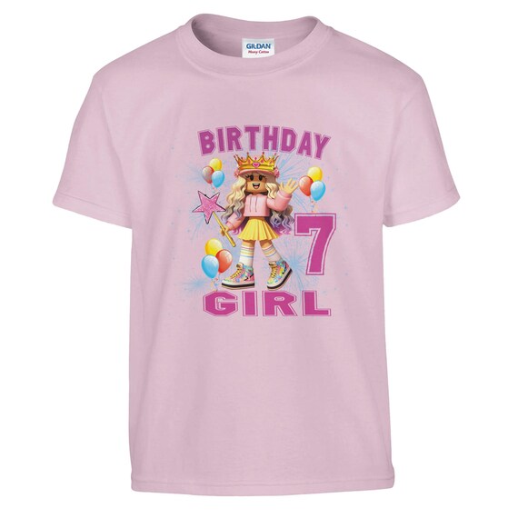 Birthday Girl 7 T-shirt: Soft Pink Princess Roblox Tee - Etsy
