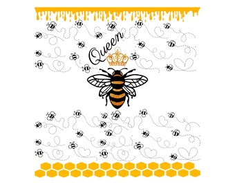 Queen Bee Tumbler Sublimation Design: Honeycomb PNG Clipart (Digital Download)