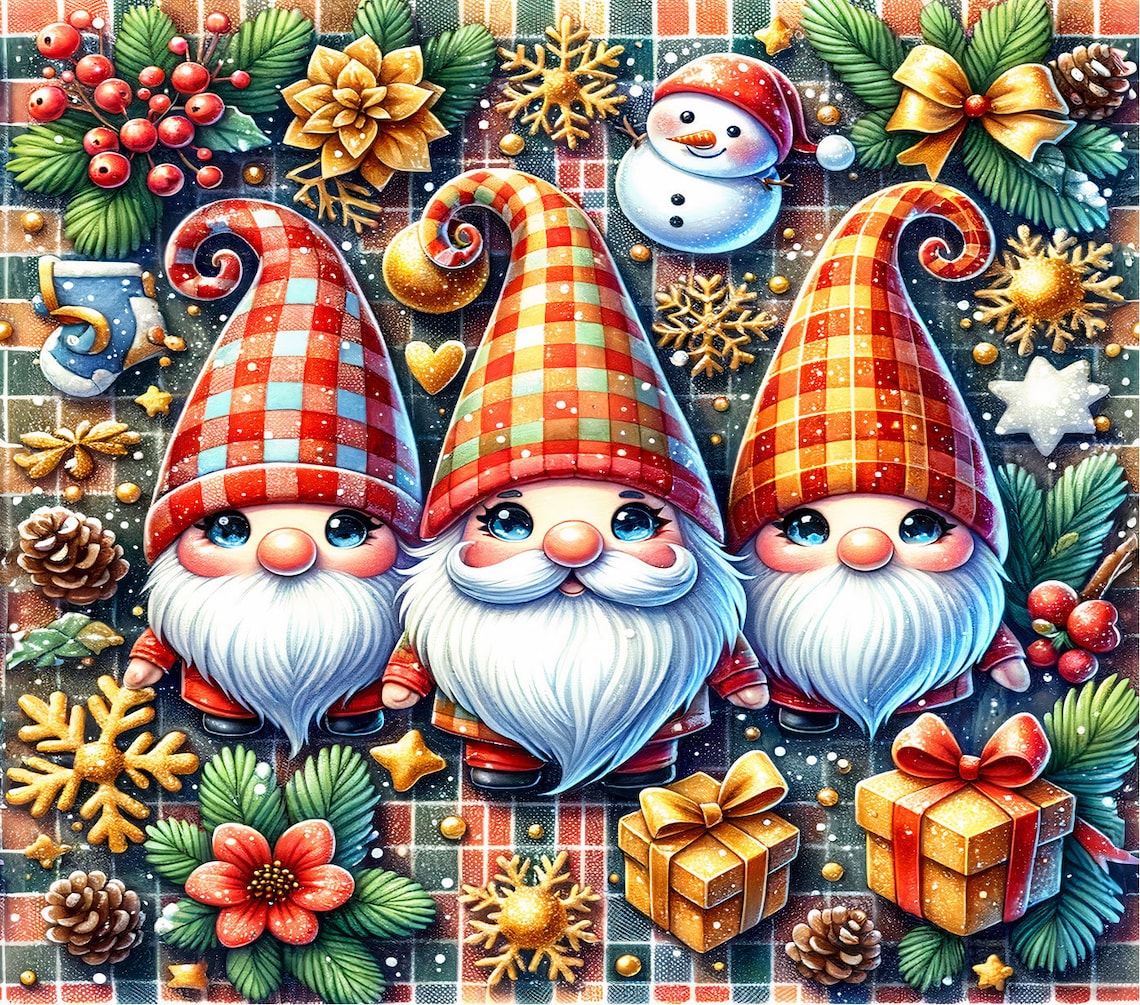 Blue Eyes Christmas Gnome Tumbler Wrap Png Bundle Sublimation Printable ...