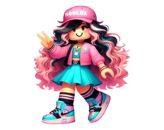 Imágenes prediseñadas de chicas de Roblox: imágenes PNG y SVG de alta resolución (descarga digital)