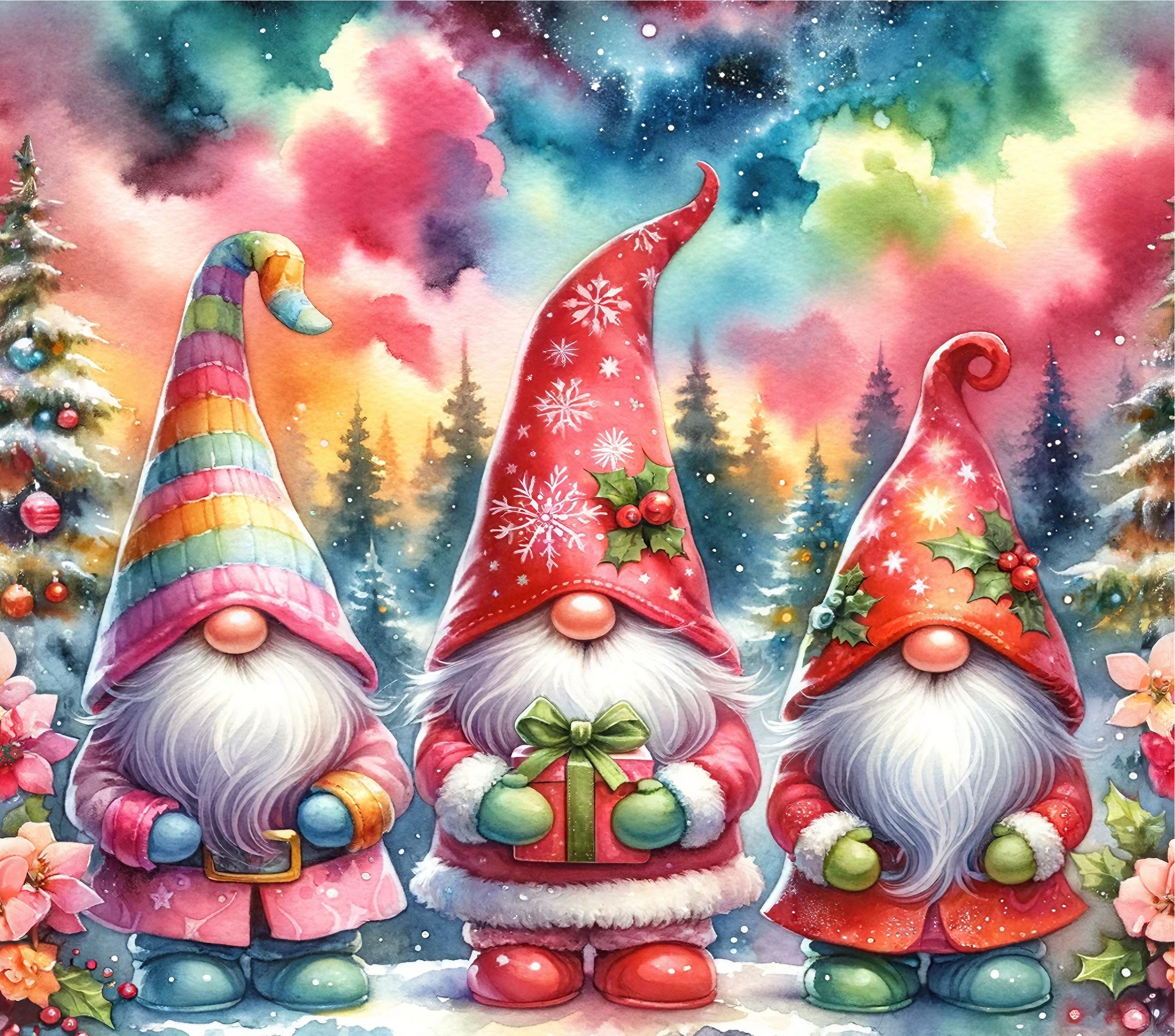 Blue Eyes Christmas Gnome Tumbler Wrap Png Bundle Sublimation Printable ...