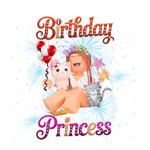 Birthday Princess PNG Clipart: Roblox Girl Sublimation Designs (Digital Download)