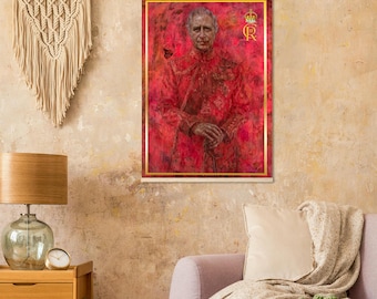 King Charles III Portrait Poster: Jonathan Yeo Royal Art with Hanger