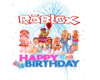 Paquete PNG SVG de cumpleaños de chicas de Roblox: camiseta, vaso y adorno para tarta