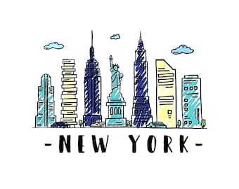 New York Skyline SVG PNG: NYC Silhouette Clipart