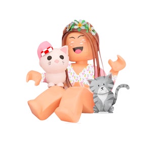 girl roblox with cats png svg , cute roblox girl with cat dog and more bundle png svg