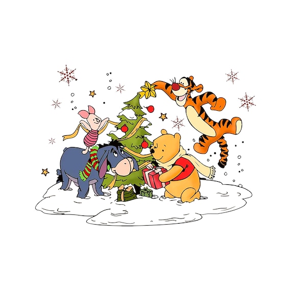 クリスマス くまのプーさん PNG バンドル: クラシックなクマとツリー