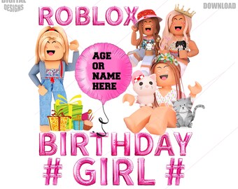 Customizable Roblox Girls Birthday Cake Topper, 5 Designs (PNG File)