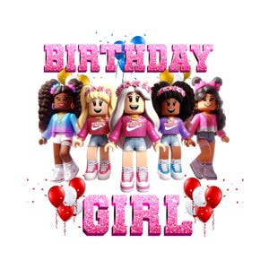 birthday Roblox girls cake topper png,Roblox girls sublimation png Roblox 5 designs digital roblox girls clipart printable Roblox girls png