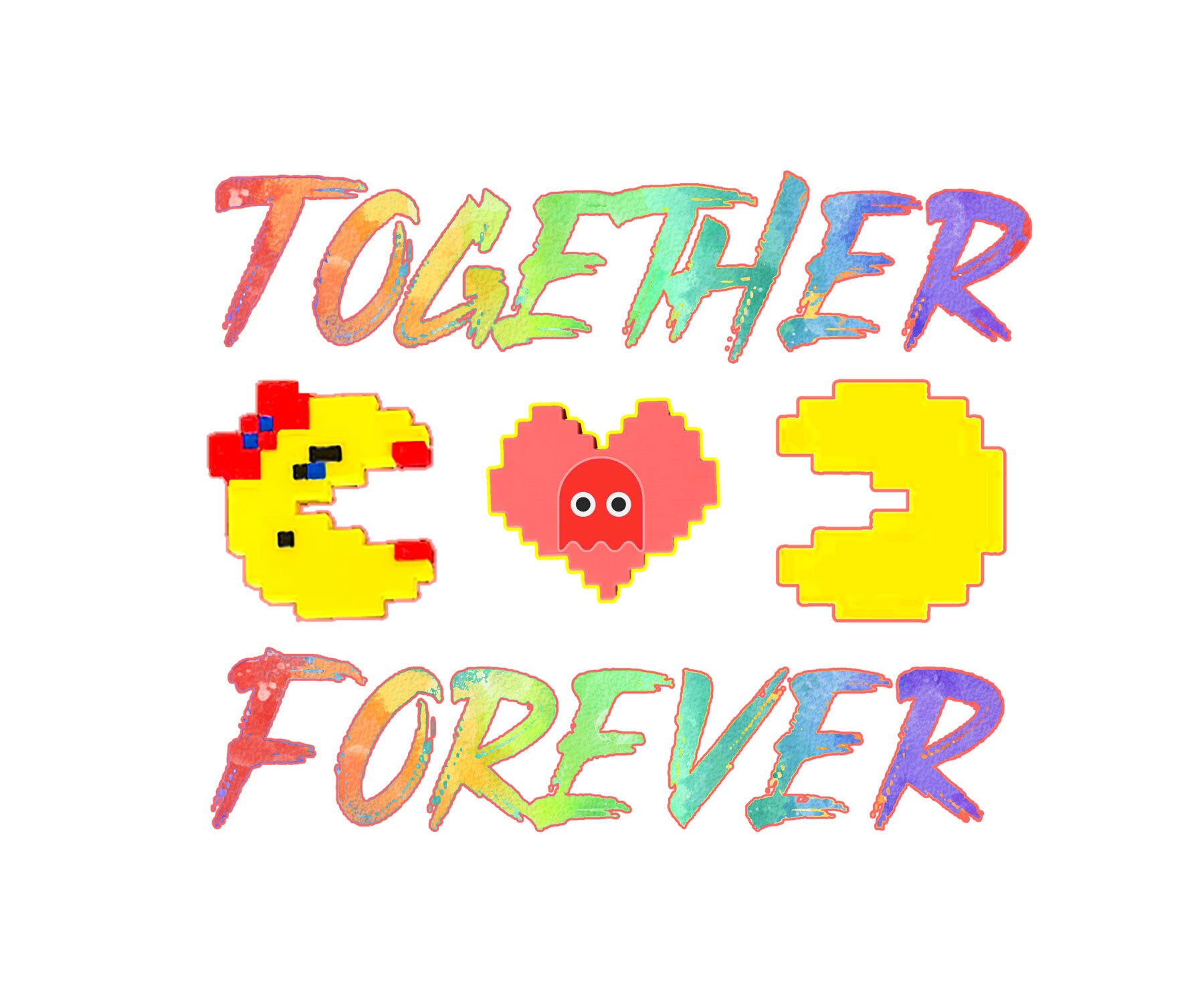 Retro Pac Man and Girl Png Svg Sublimation , Pacman and Girl Heart Png ...