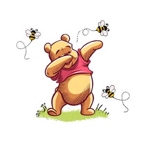 Dancing Pooh Bear PNG: Retro Winnie the Pooh Clipart (Digital Download)
