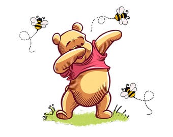 Dancing Pooh Bear PNG: Retro Winnie the Pooh Clipart (Digital Download)
