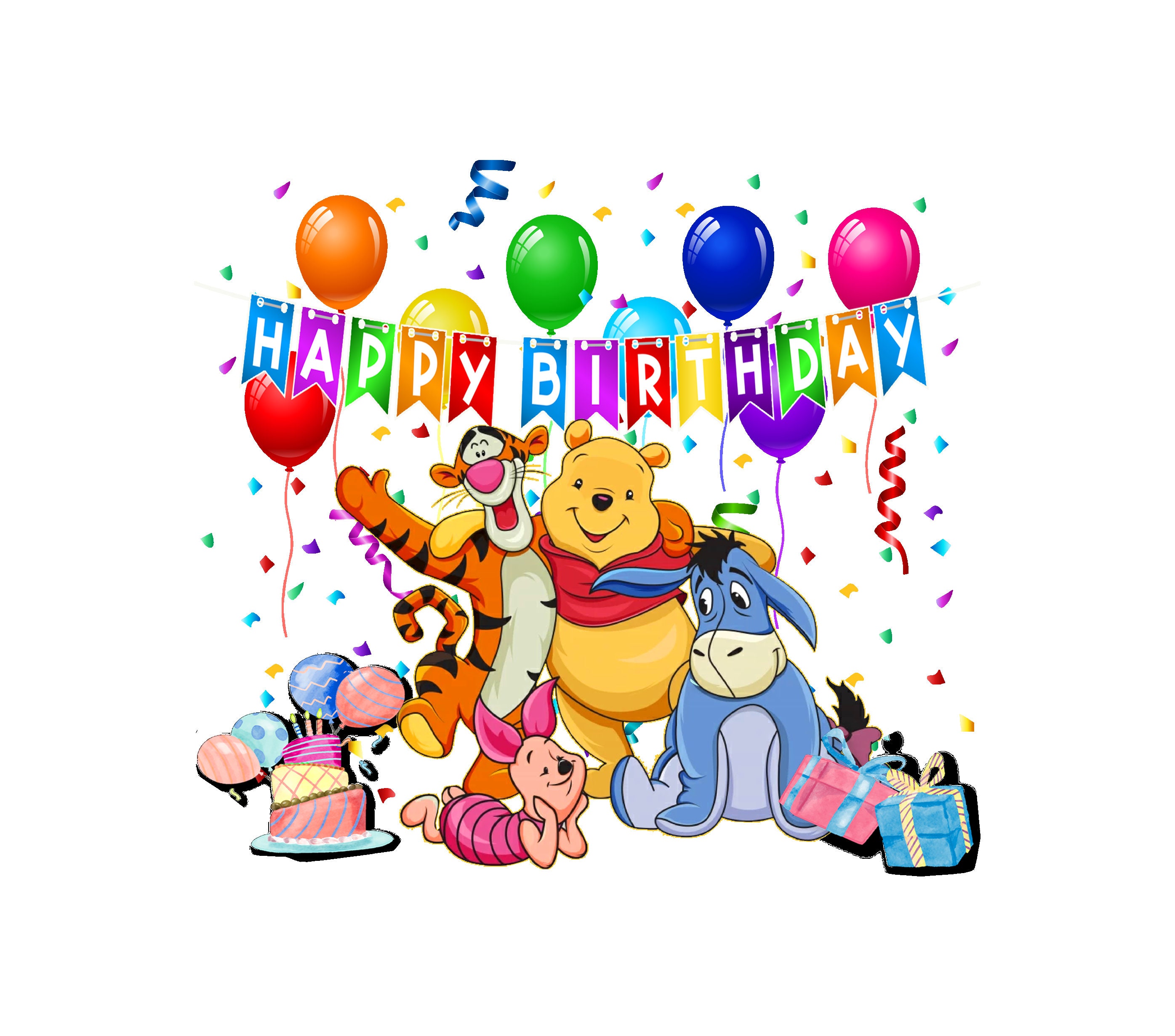 Winnie the pooh Bear happy birthday Watercolor Digital Clipart bundle, Bear With Honey Pot Png svg , Honey Bear Png, Cartoon Bear Png