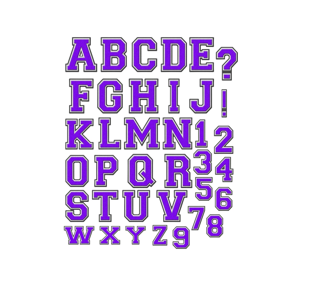 University Purple Font Alphabet Png Sublimation, Bundle 5 Fonts ...