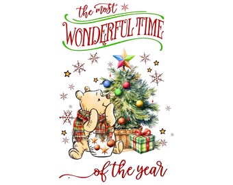 クリスマス くまのプーさん PNG バンドル: クラシックなクマとツリー