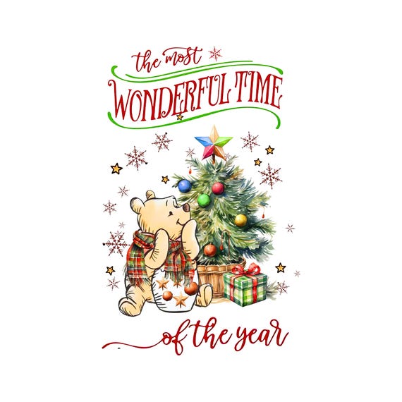 クリスマス くまのプーさん PNG バンドル: クラシックなクマとツリー