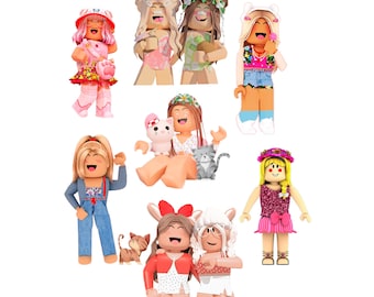 11 Roblox Mädchen png 300 dpi Dateien mit klarem Hintergrund. Roblox Mädchen Cliparts digitale florale neue Kleidung mit Katzen und 2 Geburtstag