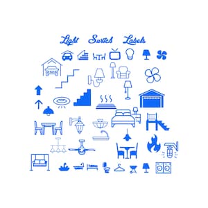 ライトスイッチラベルのクリップアートバンドル（PNG）