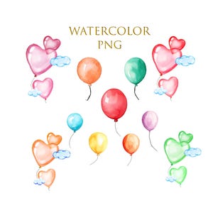 Watercolor Birthday Balloons PNG Bundle (digital Download) - Etsy