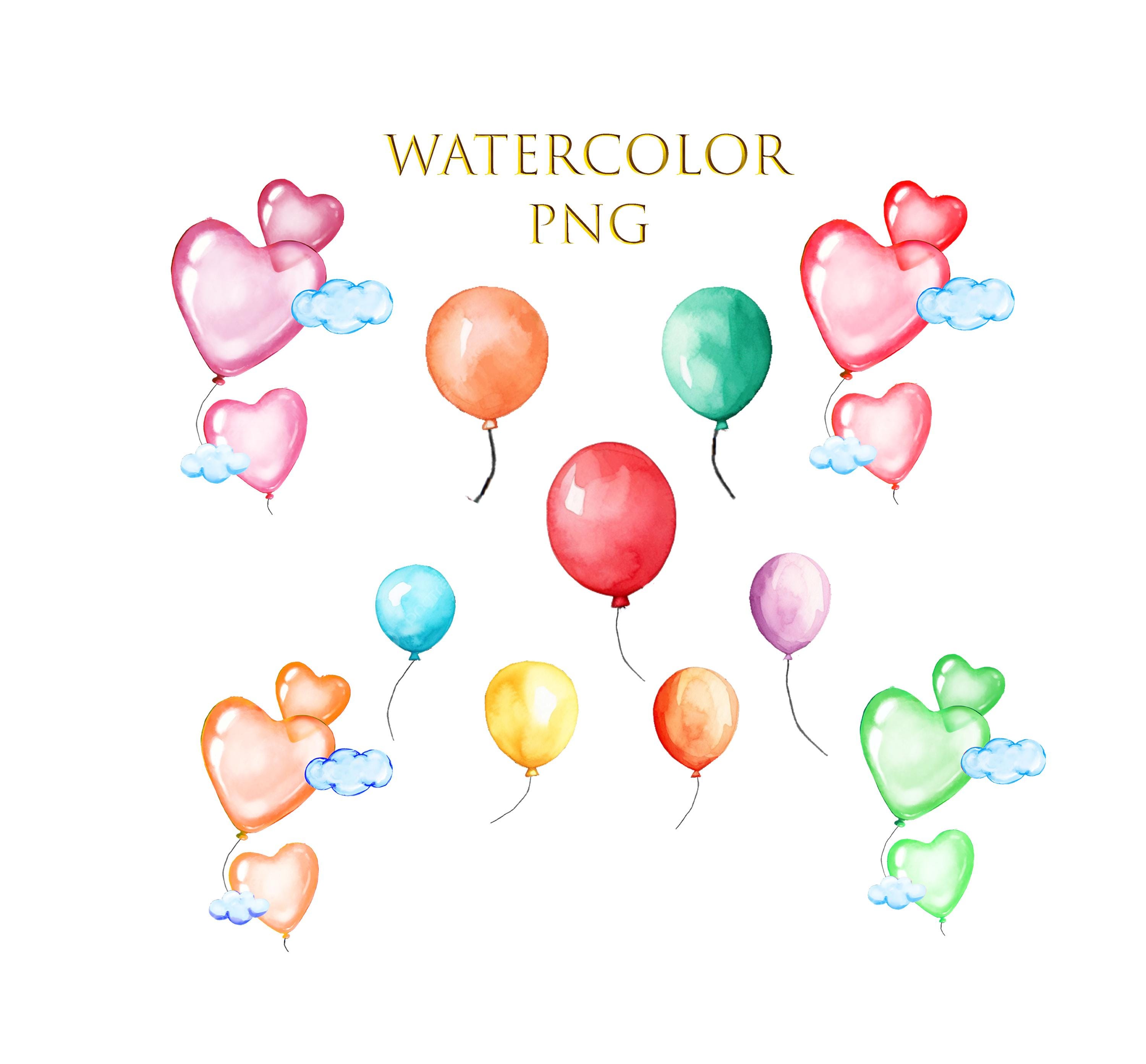 Watercolor Birthday Balloons PNG Bundle (digital Download) - Etsy