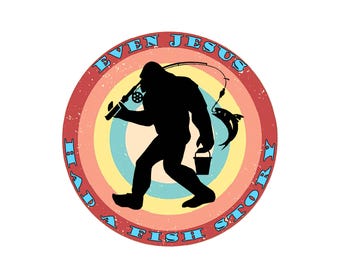 Sasquatch Fishing PNG: Jesus Fish Story Clipart (Digital Download)