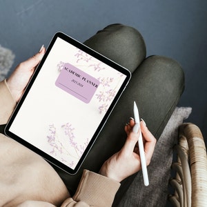 2024 Minimalist Floral Digital Academic Planner - Grey & Lilac - Instant Download - User-Friendly Design