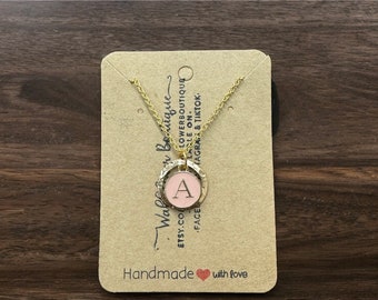Minimalist Letter charm w/18inch Necklace (5 colors available)