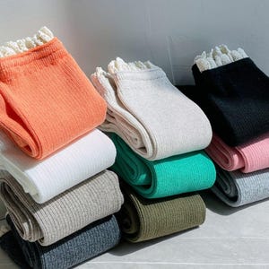 Bohemian Crochet Lace Ribbed Socks (Vivid Colors)