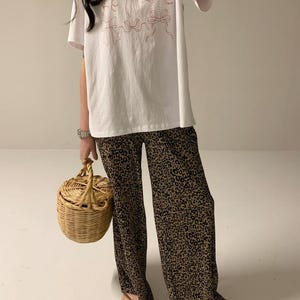 Leopard Pleated Wide Pants