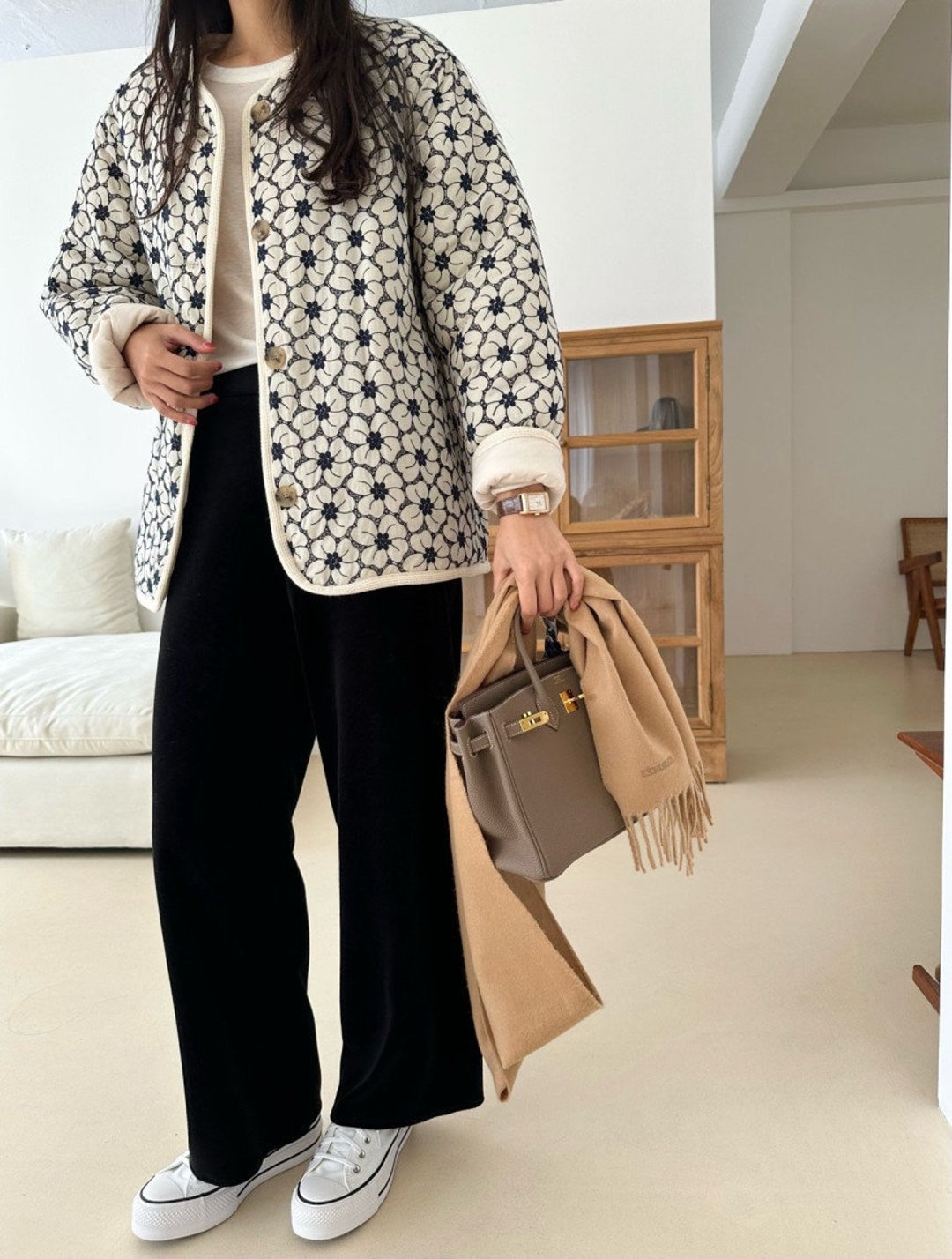 Antonella | Women's jacket with beautiful floral pattern, quilted