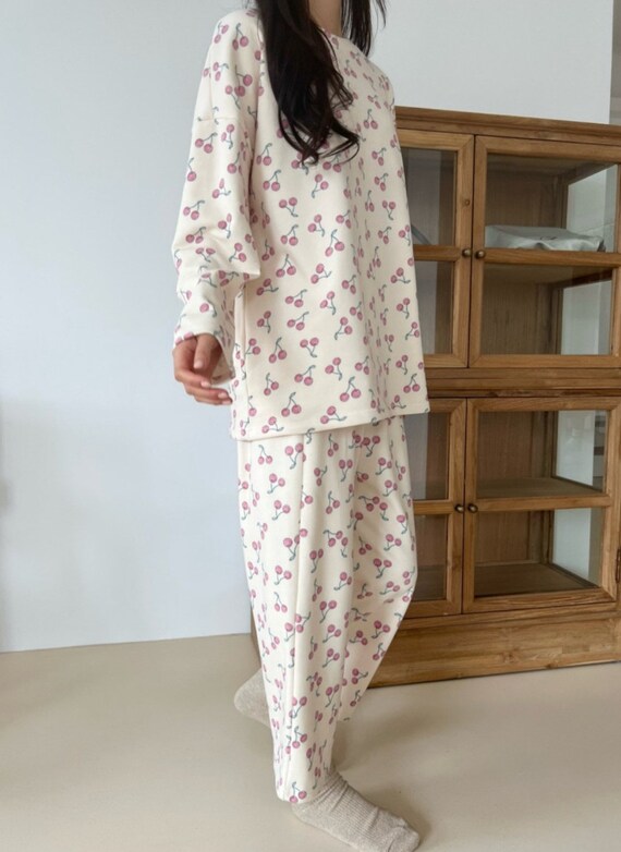 Cherry Cotton Terry Pajama Set Etsy UK