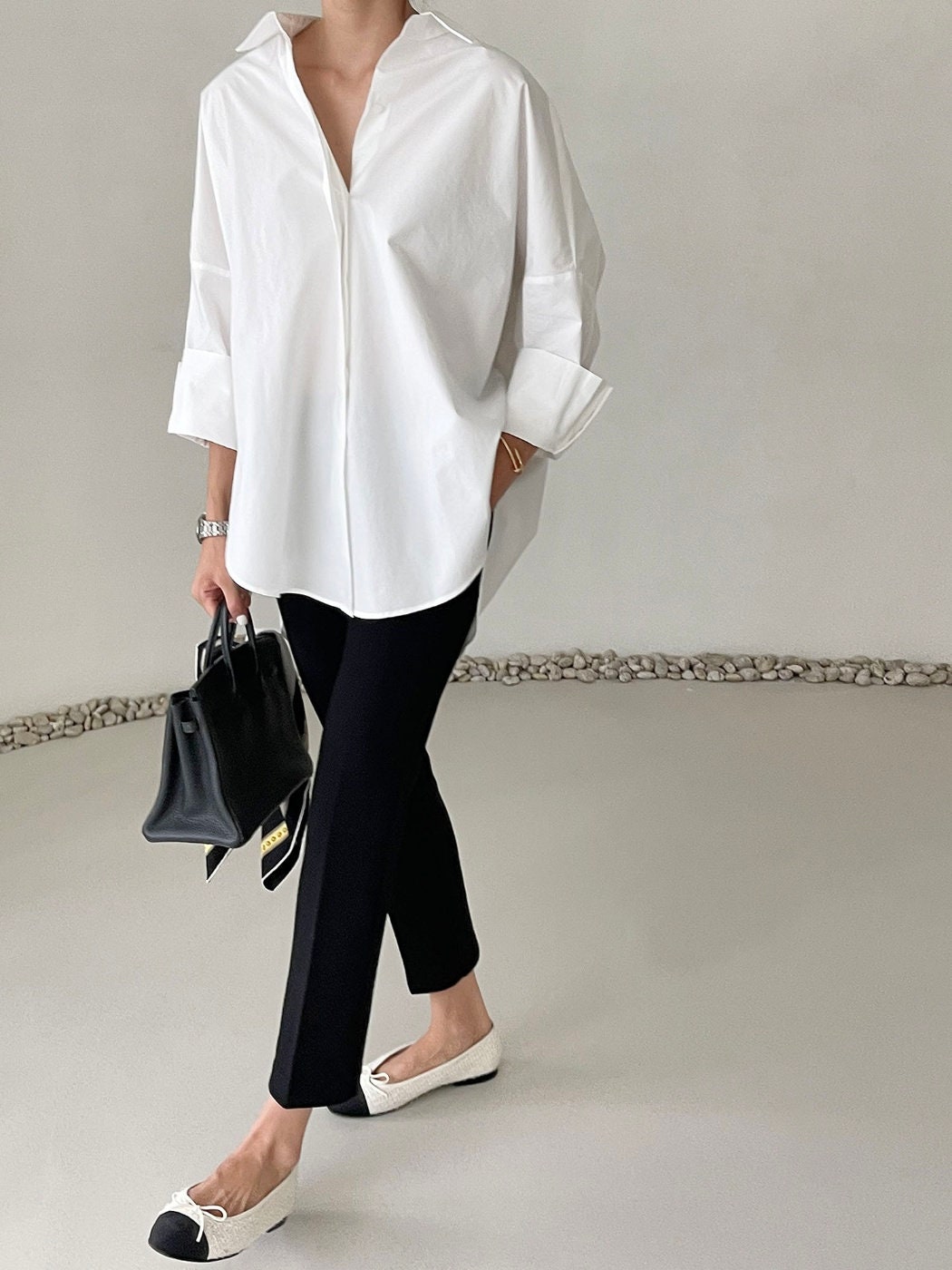 Oversized Button-Down Tunic Shirt main image 0
