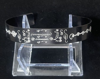 Géométrie bioénergétique Anxiété, Dépression, Soutien à l’équilibre émotionnel Bracelet noir large largeur