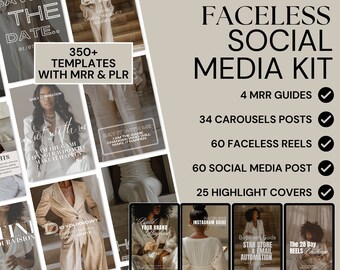 Melanin Faceless Social Media Launch Kit Instagram and tik tok marketing with a light aesthetic, digital marketing, reels, post and stories